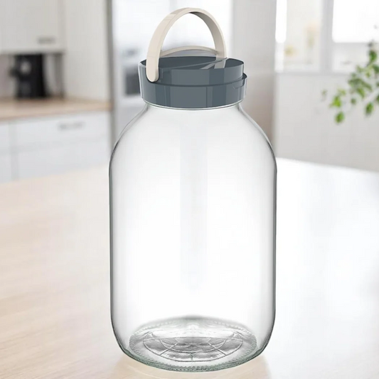 Glass Jar 5L with plastic cover and plastic handle