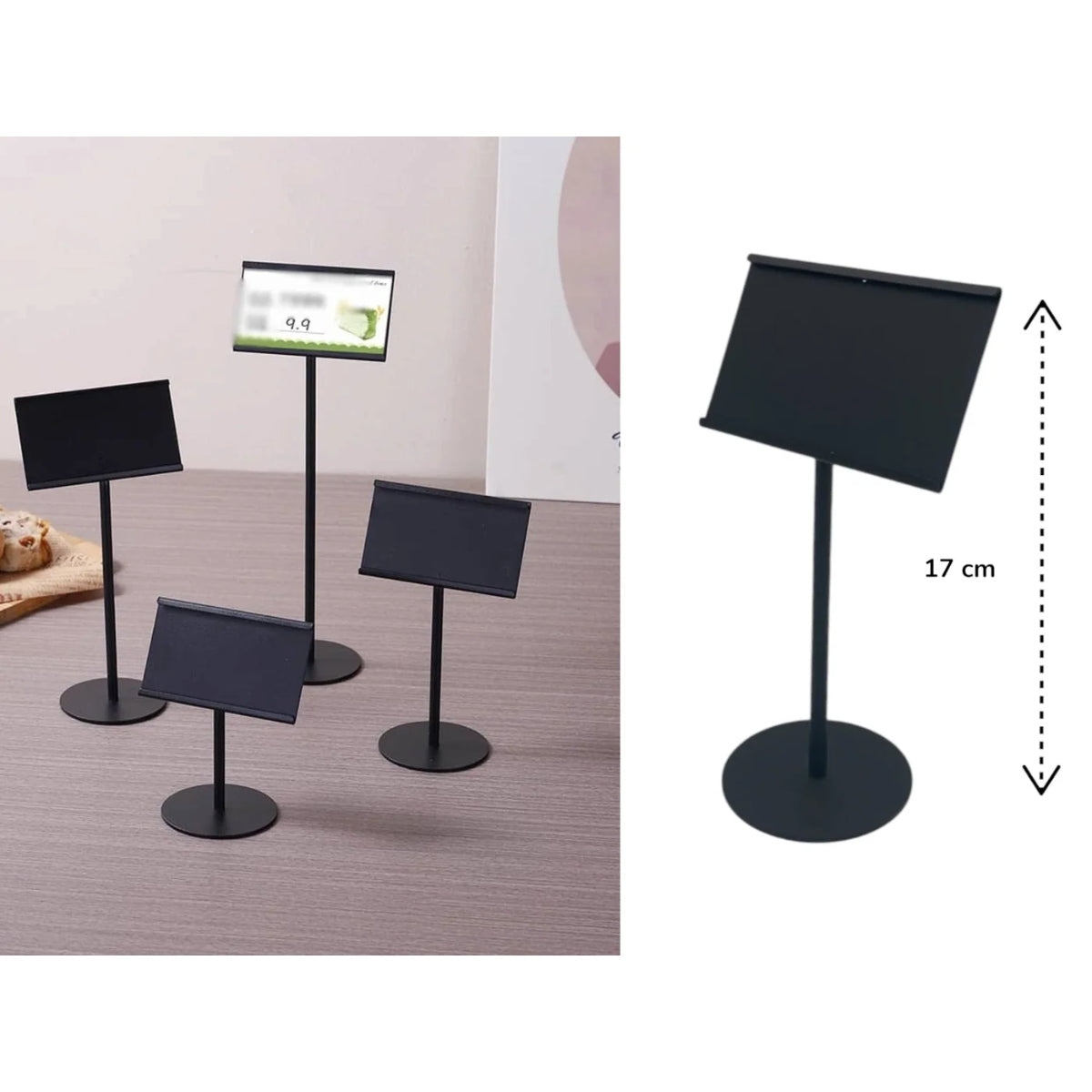 Matte Black Deluxe Table Card Holder 17 cm