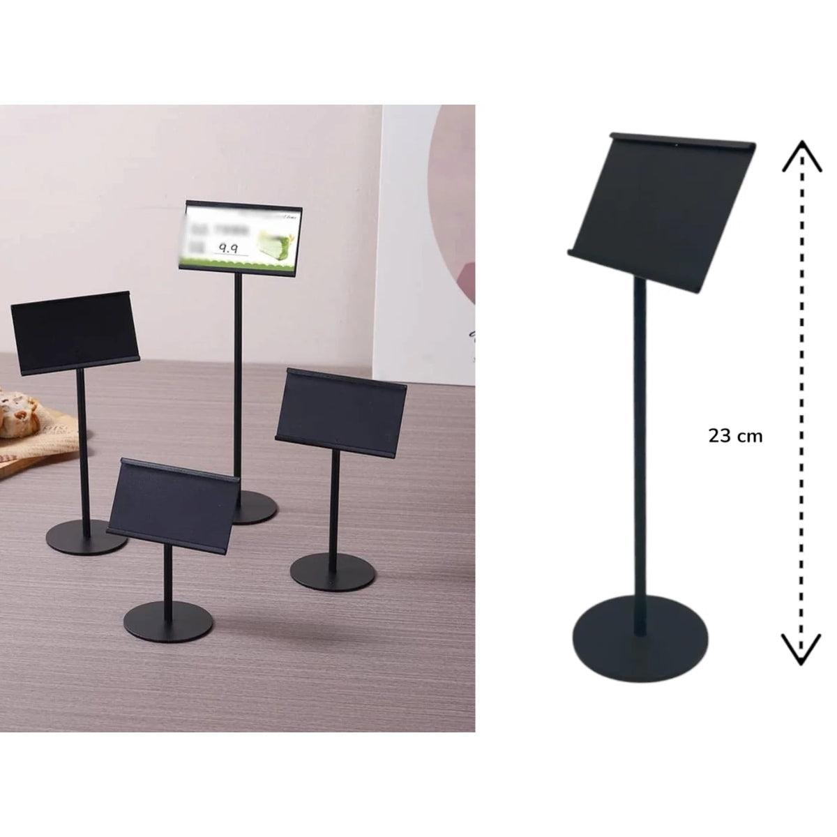 Matte Black Deluxe Table Card Holder 23 cm