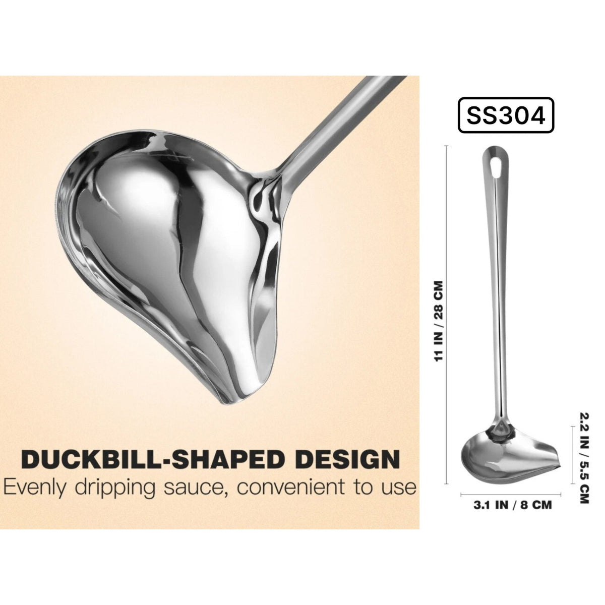 Stainless Steel Gravy Laddle with Duckbill Design