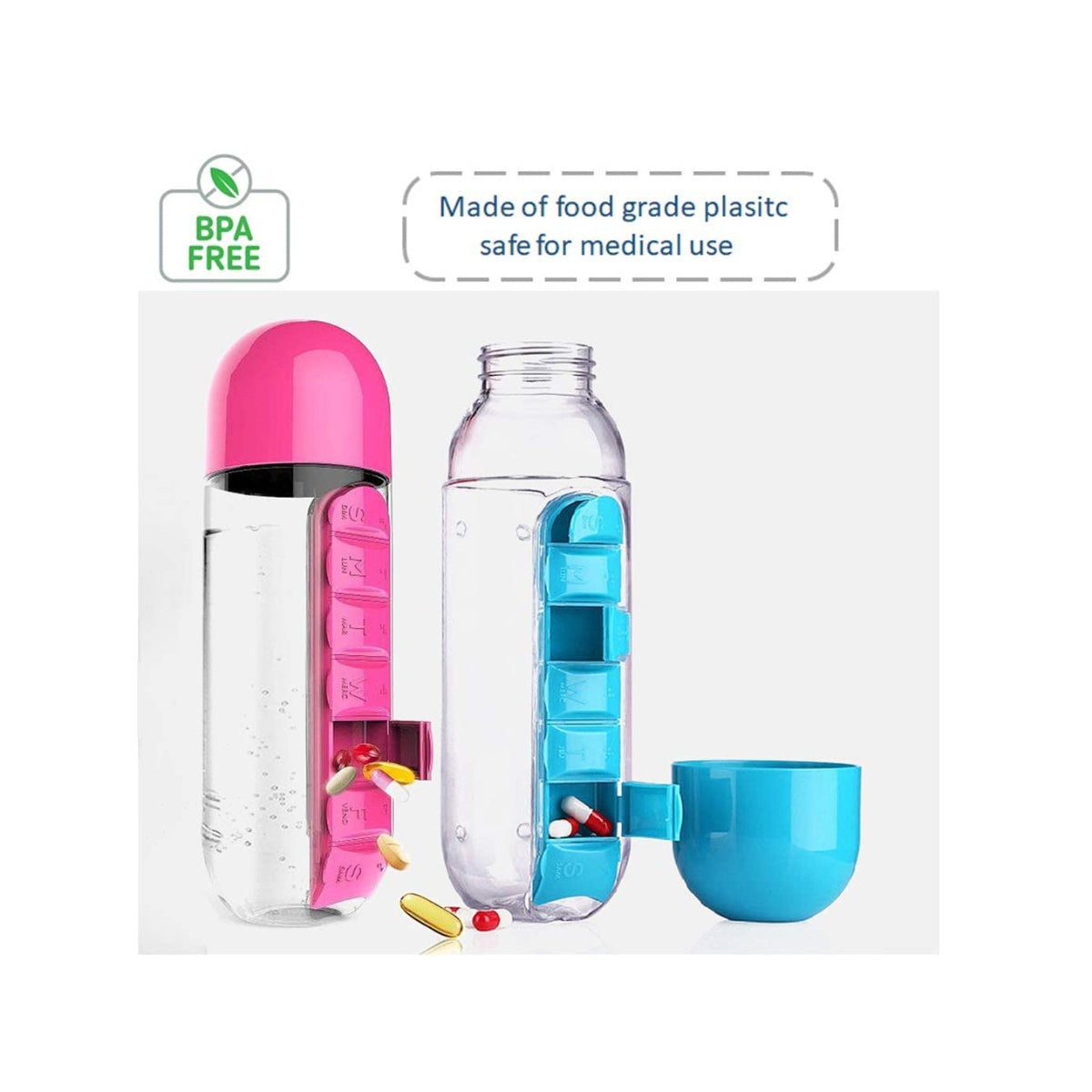 Pill and Vitamin organizers and Plastic Drink Bottle