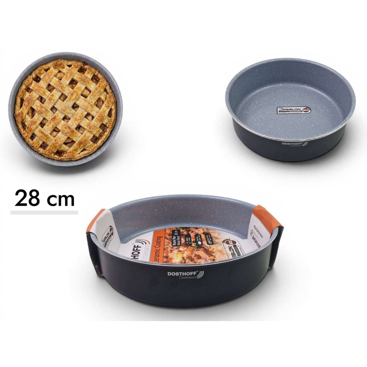 DOSTHOFF ROUND OVEN TRAY BLACK 28 CM