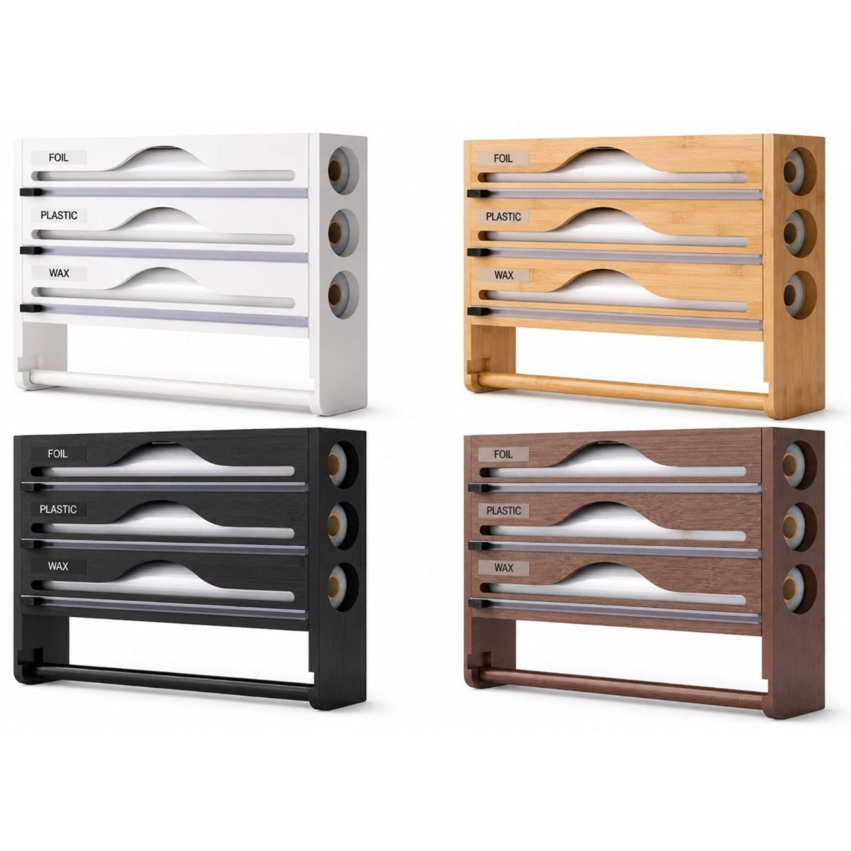 Bamboo Wrap Organizer with Paper Tower Holder 3 Comp