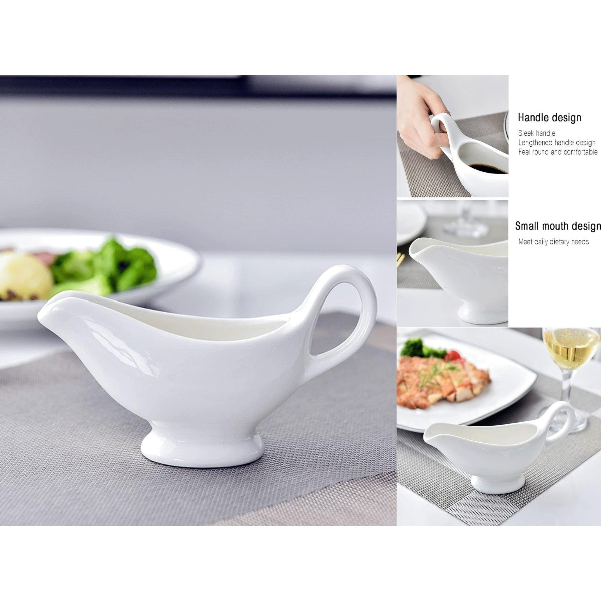 Porcelain Pour Gravy Sauce Boat Creamer 17 cm