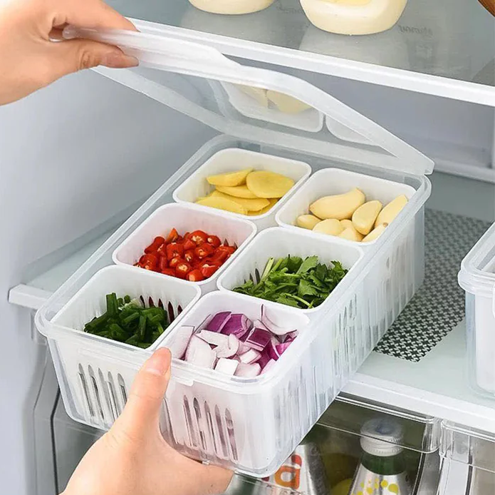 Food Prep Plastic Storage Container with 6 Strainers - Lunaz Shop