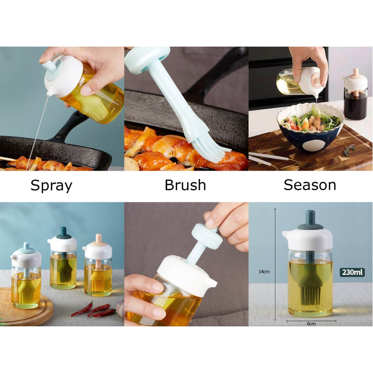 Glass Oil Sprayer with Silicone Brush