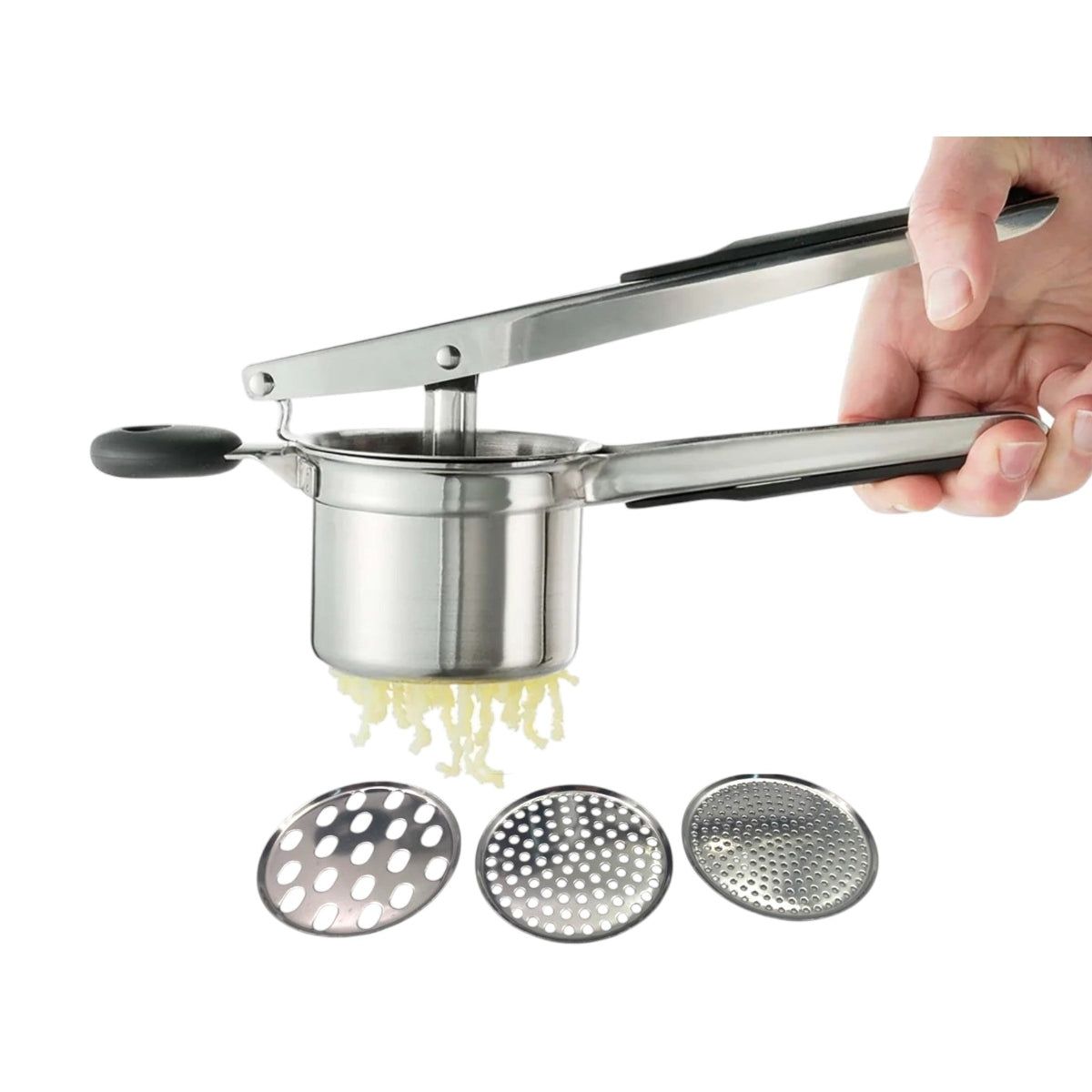 Stainless Steel Potato Masher with 3 Strainers