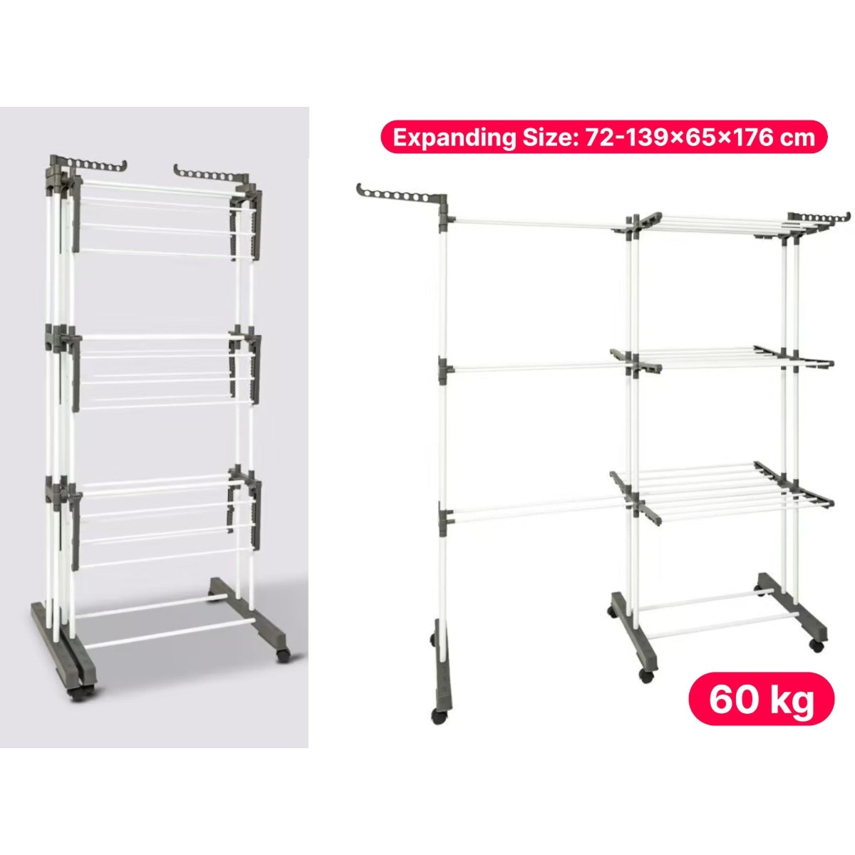 Expanding Three Layered Cloth Dryer with Wheels