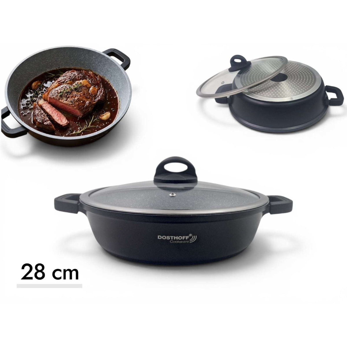 DOSTHOFF INDUCTION MASTER LOW CASSEROLE BLACK 28 CM 4.5L