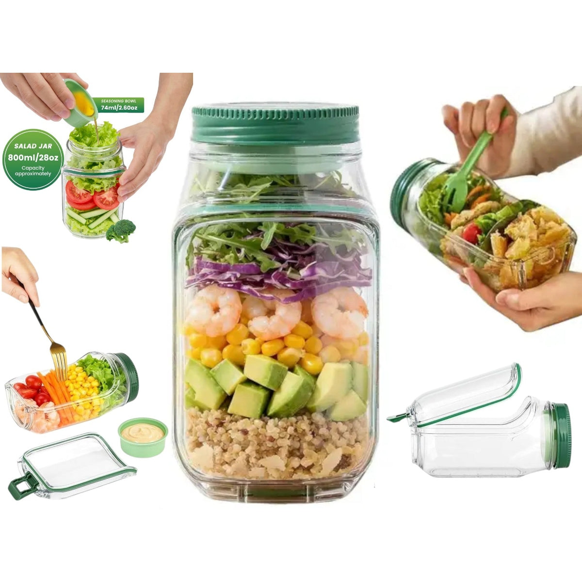 Portable Salad Jar with Side Opening