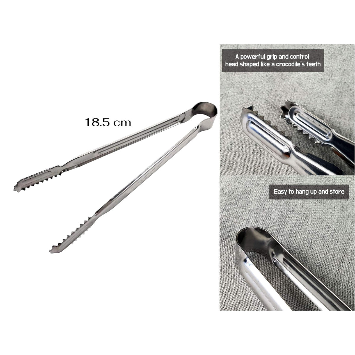 Ergonomic Stainless Steel Food Tong 18.5 cm