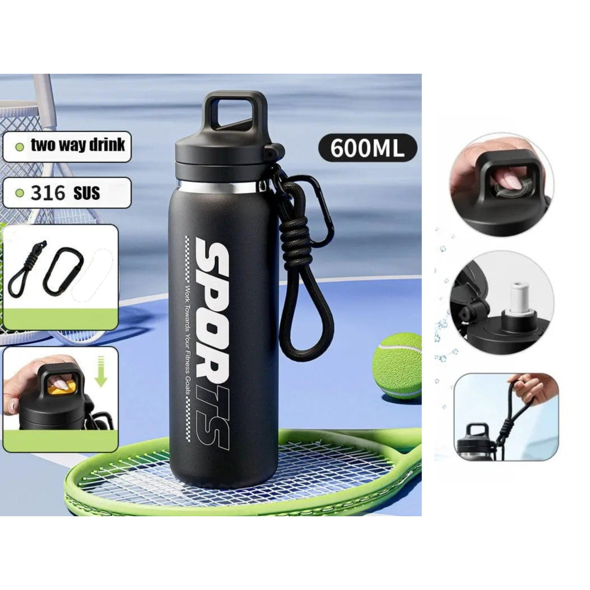 High Quality Sports Bottle Stainless Steel 316 600 ml