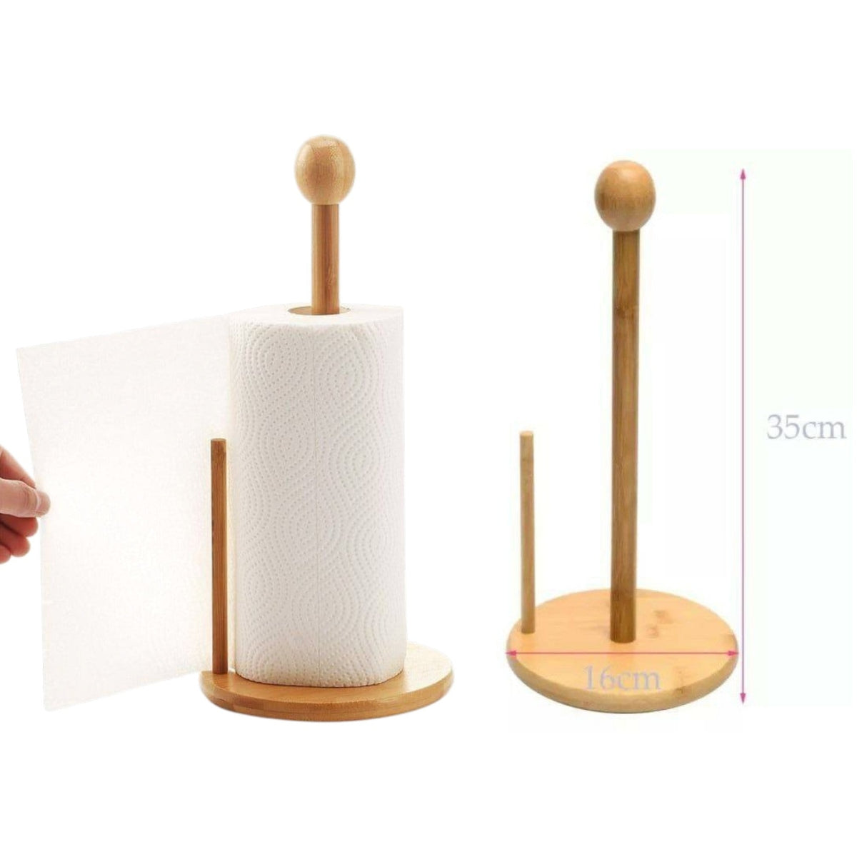 High Quality Round Bamboo Paper Towel Holder