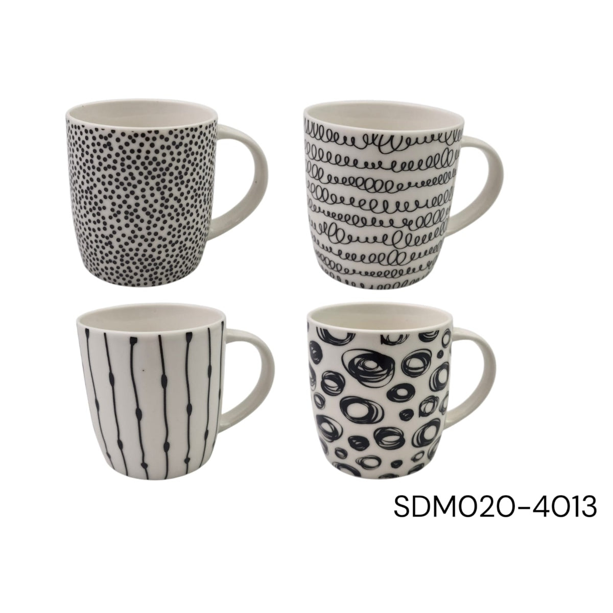 Porcelain Mug with Black doodle Design
