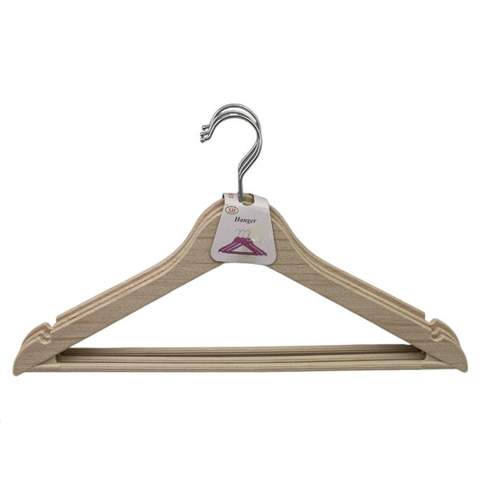 Set of 3 Wood-Like Plastic Hangers w Grooves & Anti-slip