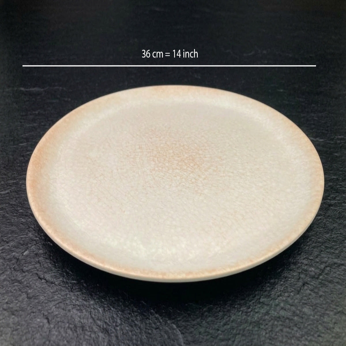 Beige Marble Melamine Round Tray 14 inch