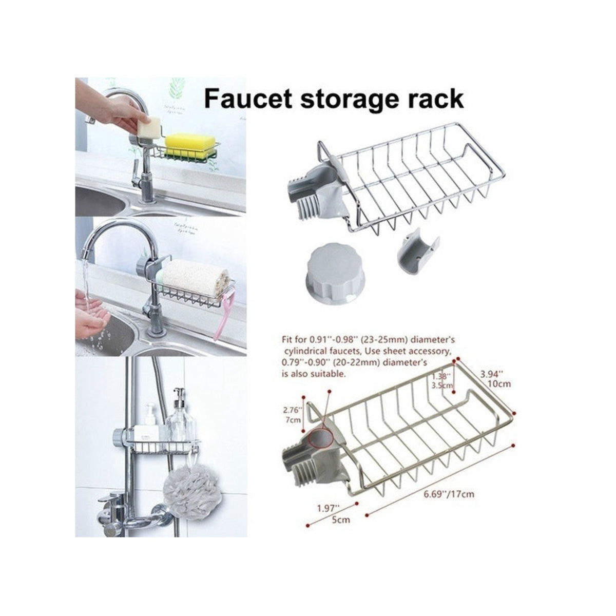Large SS Faucet Storage Basket