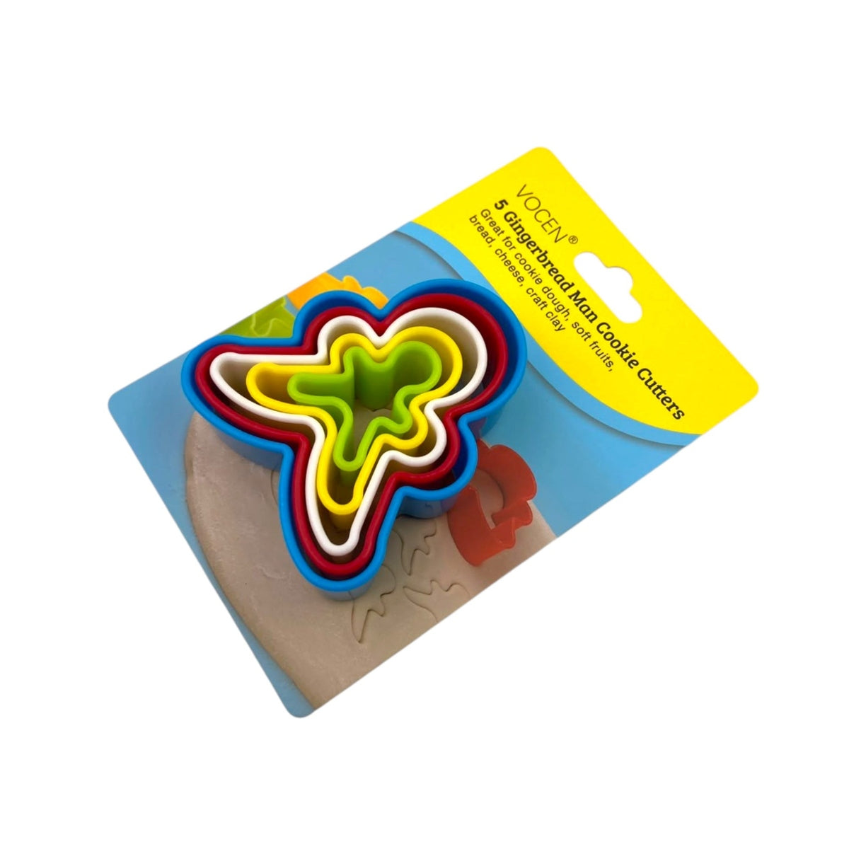 Gingerbread Man Colorful Plastic Dough Cutter 5 pieces S