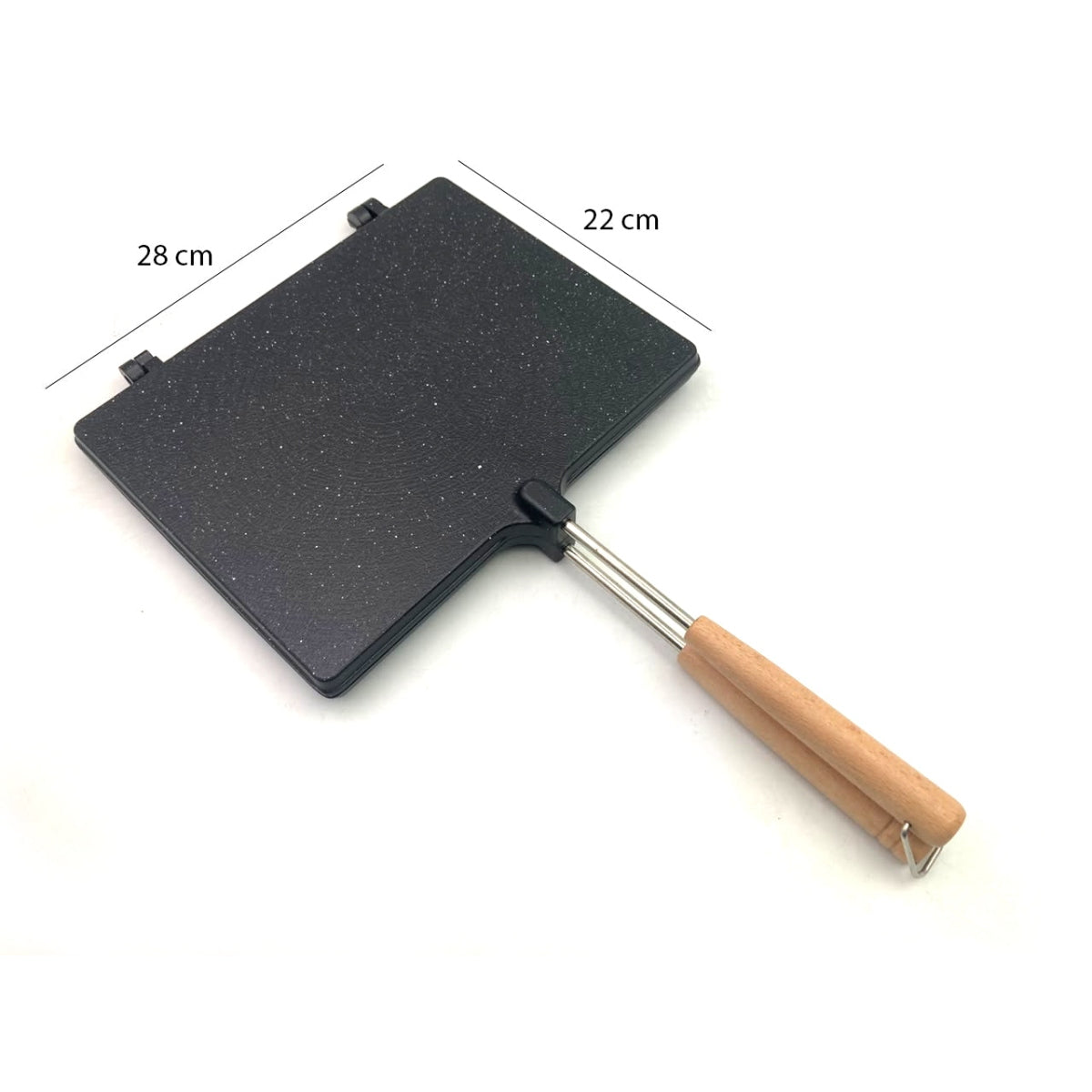 Large Granite Aluminum Sandwich Double Grill Wooden Hand