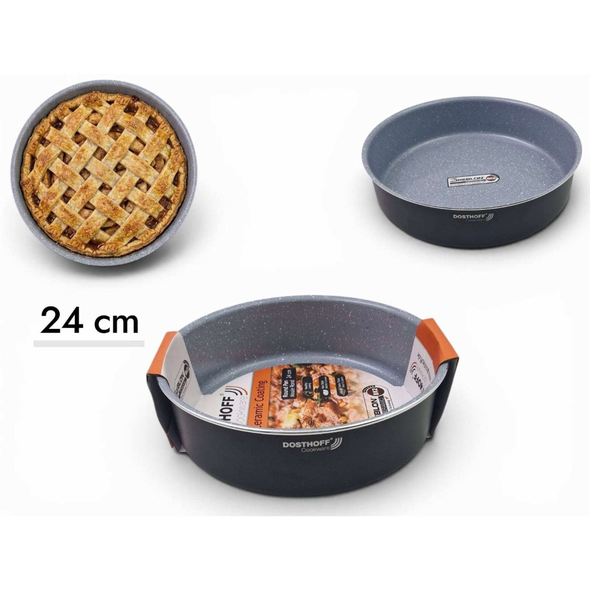 DOSTHOFF ROUND OVEN TRAY BLACK 24 CM