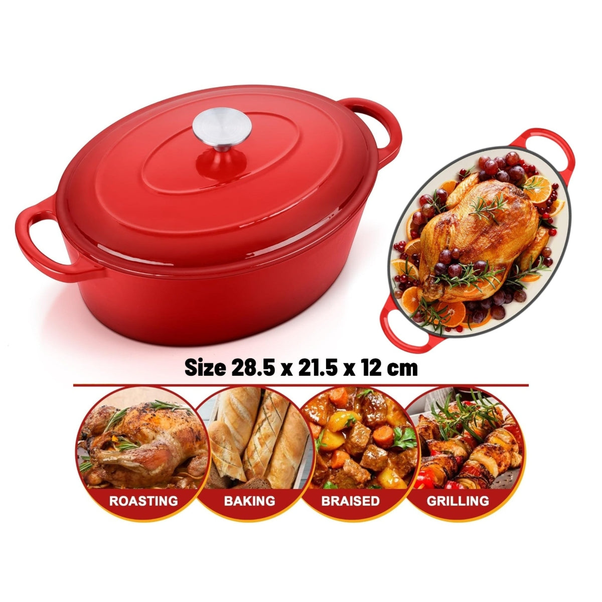 Enameled Cast Iron Dutch Oven with Dual Handles