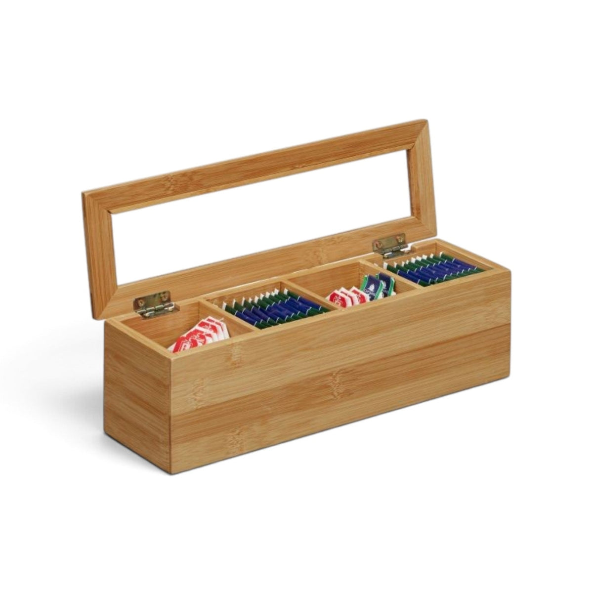 Bamboo & Acrylic Tea Box 4 Compartments