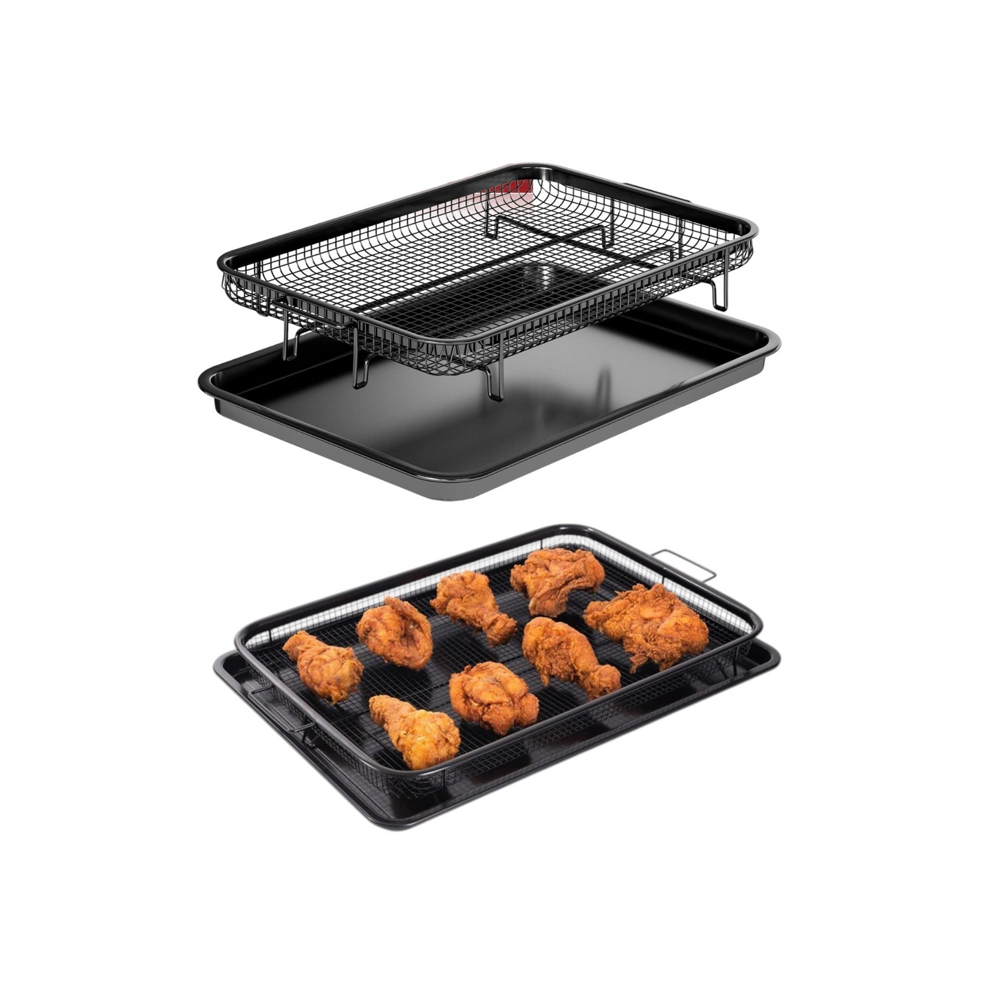 Large Stainless Steel Oven Air Fryer Mat Black Coating