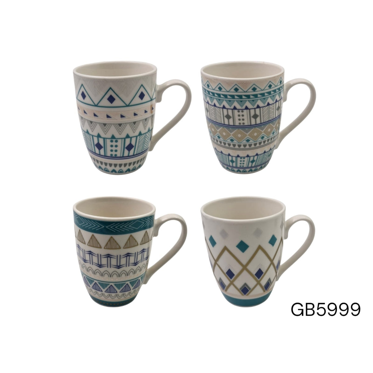 Porcelain Mug with Geometric Designs