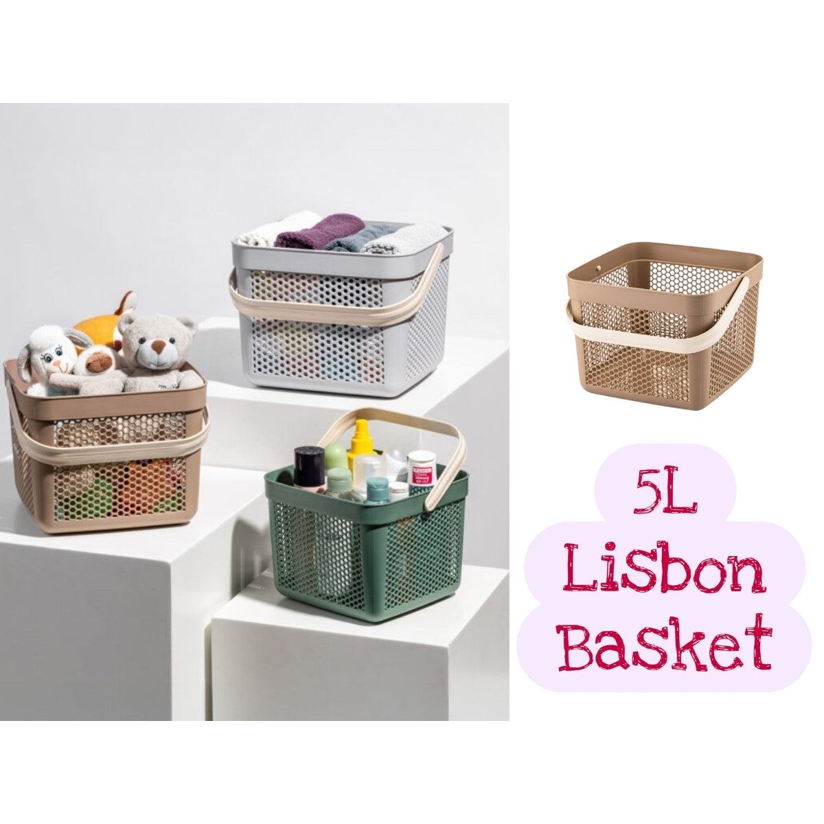 Small Lisbon Plastic Basket with handle 5 Lt