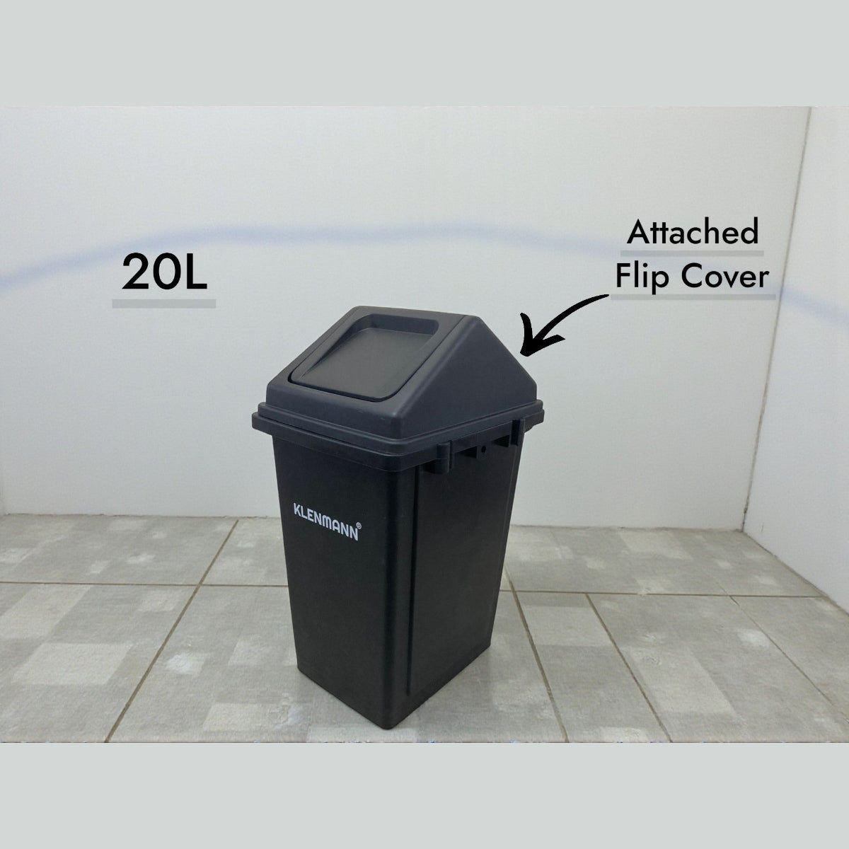 Heavy Duty Swing Top Bin 20L with attached Flip Cover