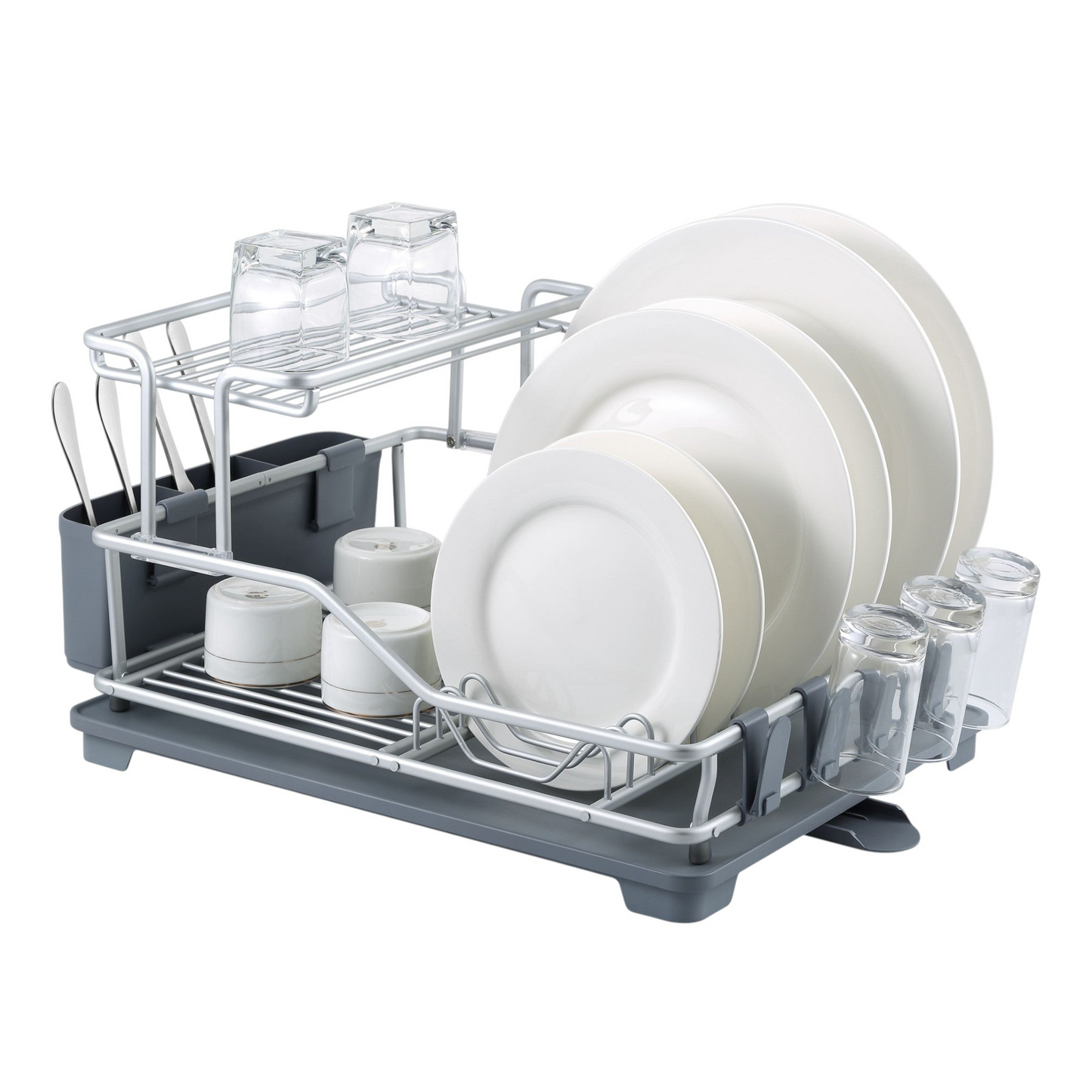 2 Tier Deluxe Aluminum Dish Rack