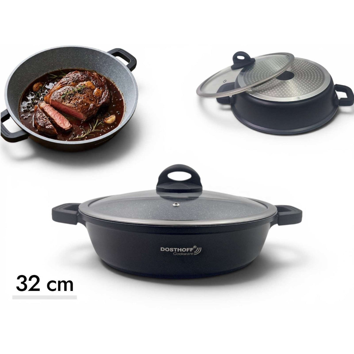 DOSTHOFF INDUCTION MASTER LOW CASSEROLE BLACK 32 CM 5.6L