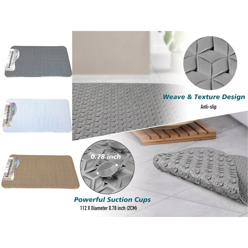 PVC Weave Design Non Slip Protection Bath Mat 72x39 cm