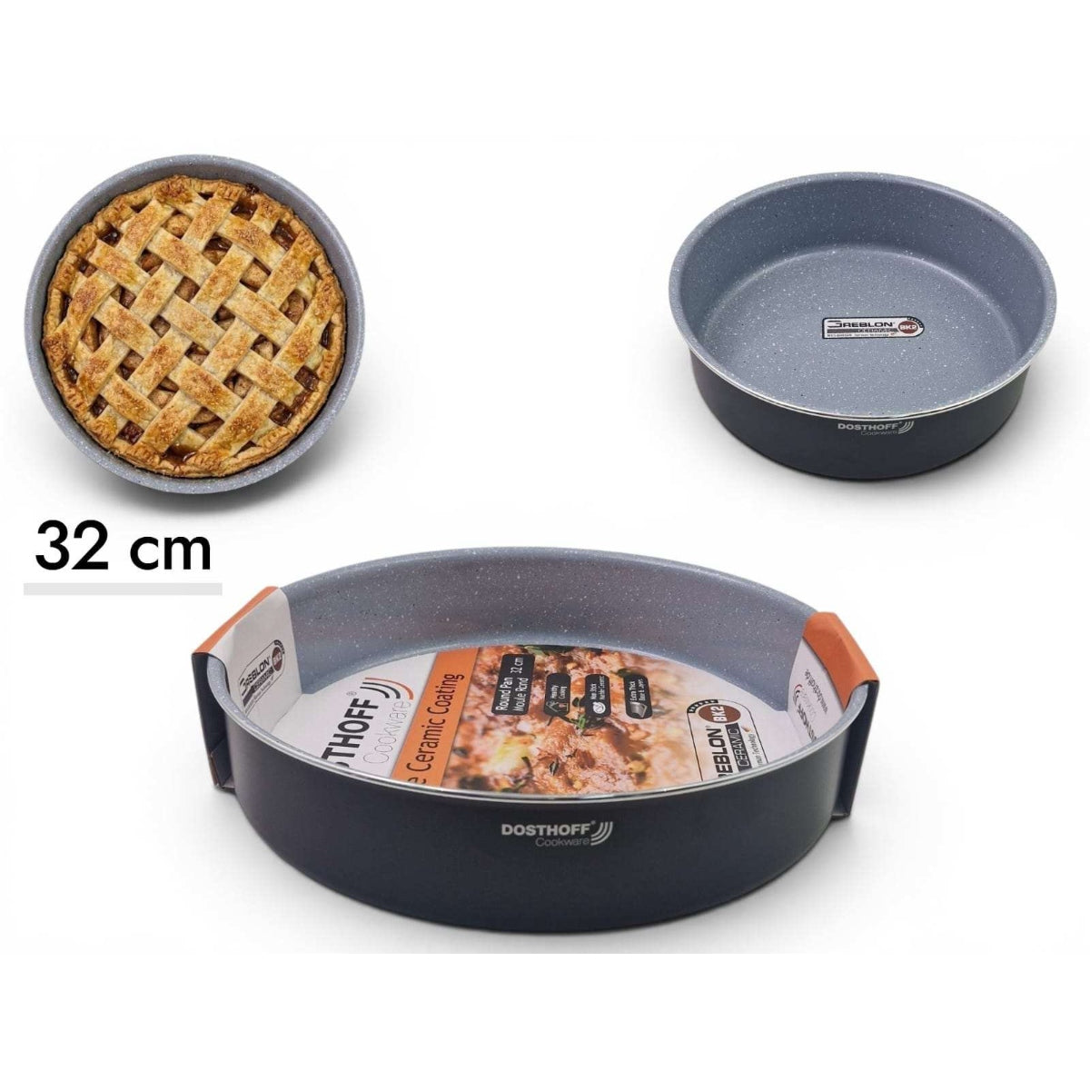 DOSTHOFF ROUND OVEN TRAY BLACK 32 CM