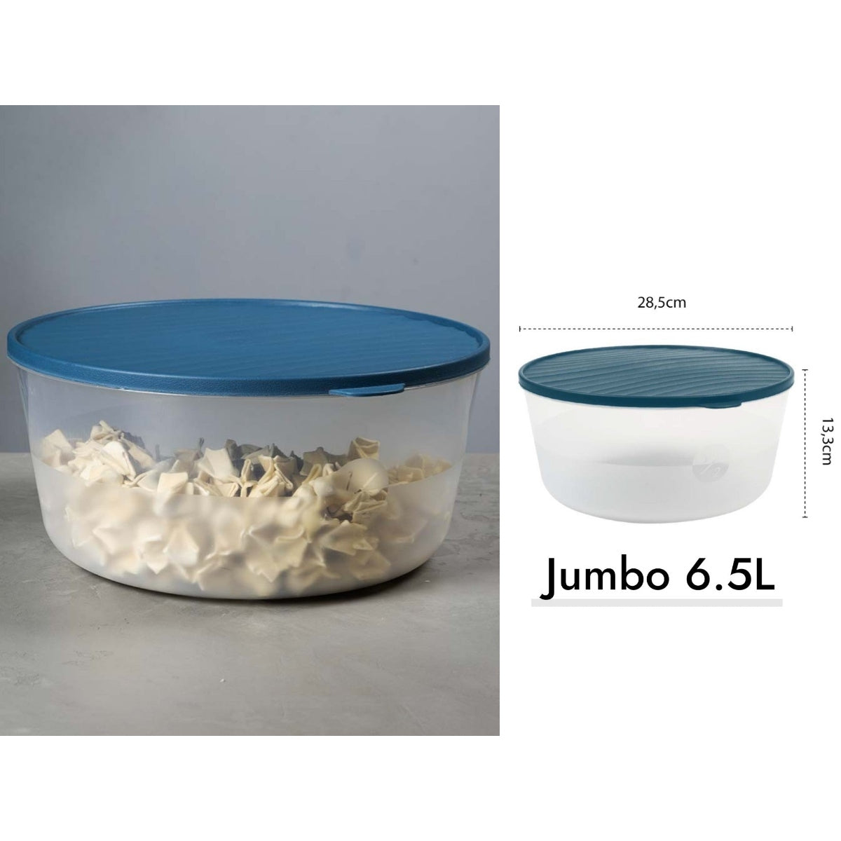DecoBella Jumbo Round Storage Box with Lid 6.5L
