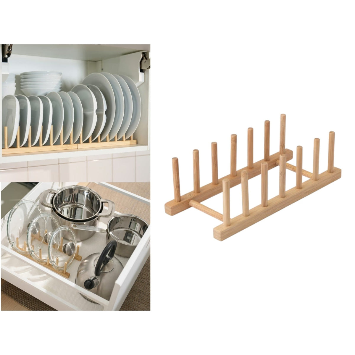 Bamboo Tray and Plates Holder
