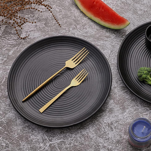 Dosthoff Matt Black Ripple Dinner Plate 27 cm - Lunaz Shop