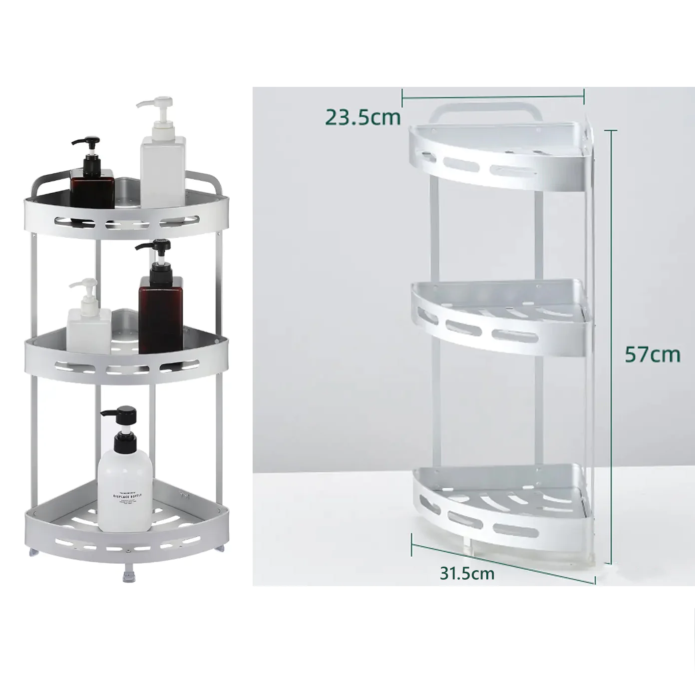 3 Tiers Aluminum Corner Shower Bathroom Shelve - Lunaz Shop