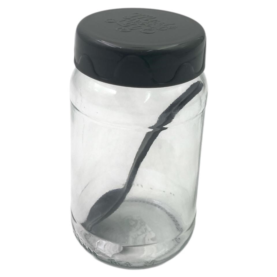 370 ml Glass Spice Jar with Gray Cover and Spoon
