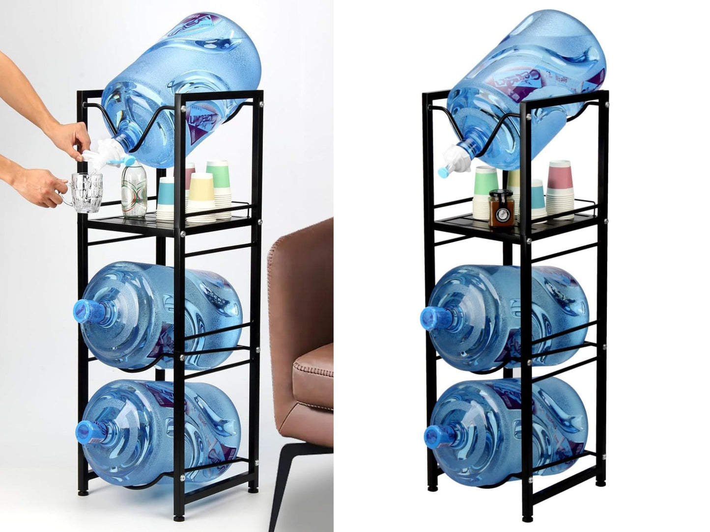 Water Bottle Dispenser 3 tiers Metallic Bottle Holder