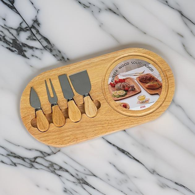 4 Cheese Serving Utensils with Board