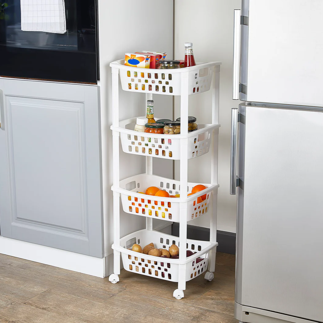 4 Tiers Large Slide-Out Rack Trolley Basket - Lunaz Shop