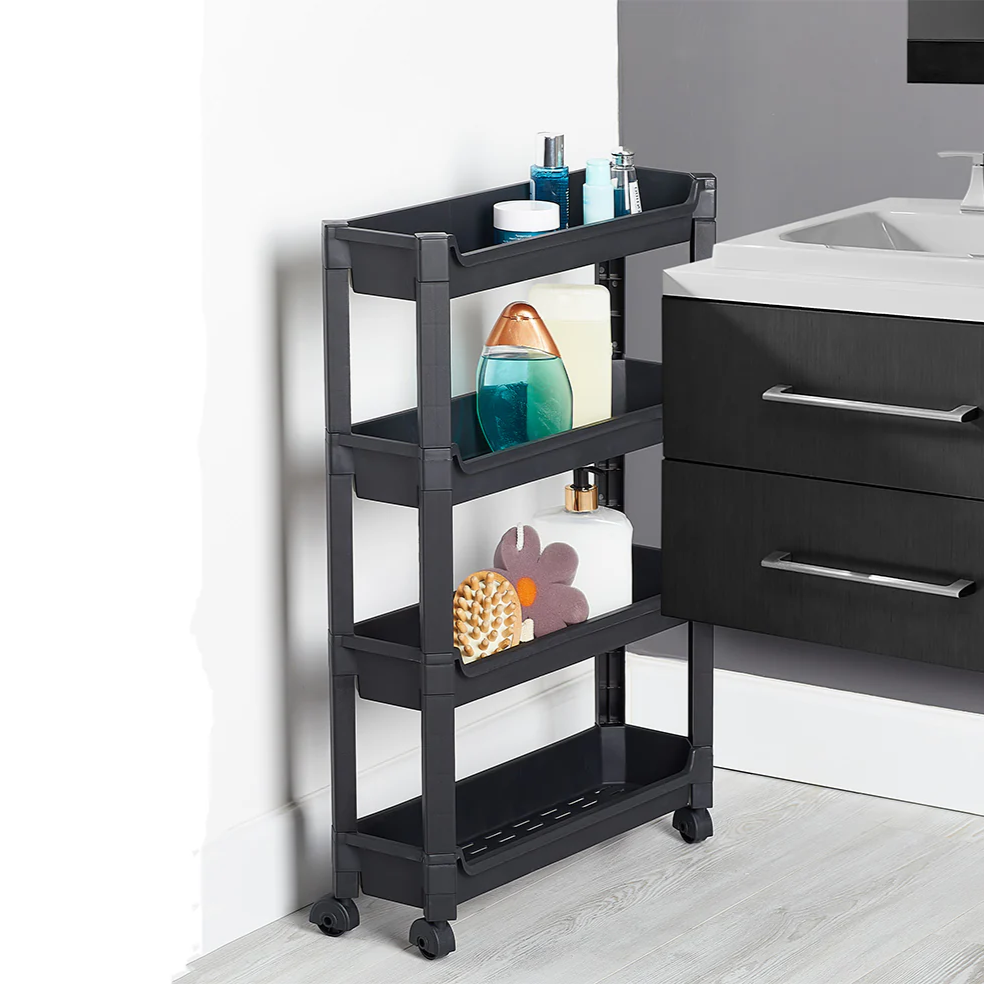4 Tiers Narrow Shelf Unit with Wheels ORG-66 - Lunaz Shop