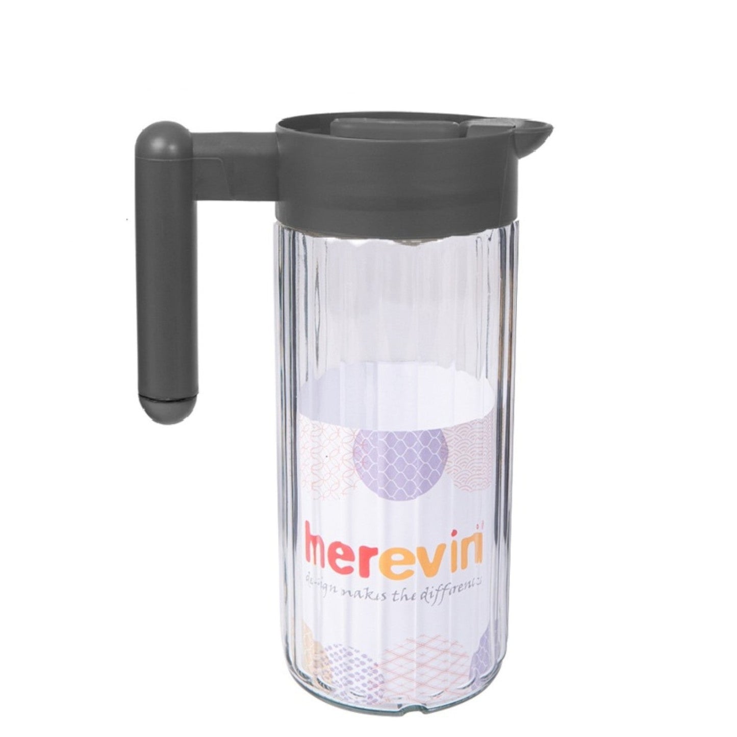 Embossed Glass Jar with Gray Rotating Lid 1.43L