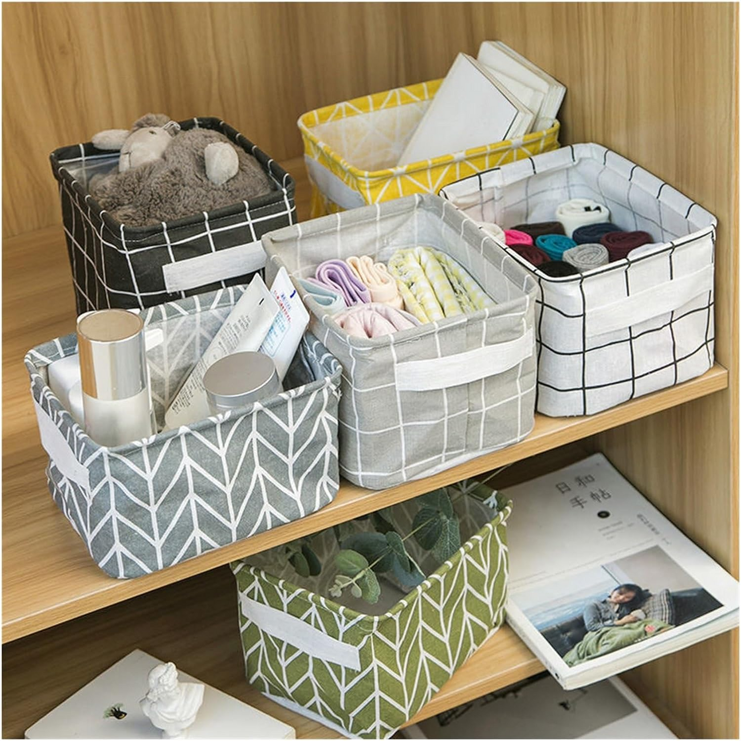 Linen Desktop Storage Basket 20 x 16 x 14 cm - Lunaz Shop