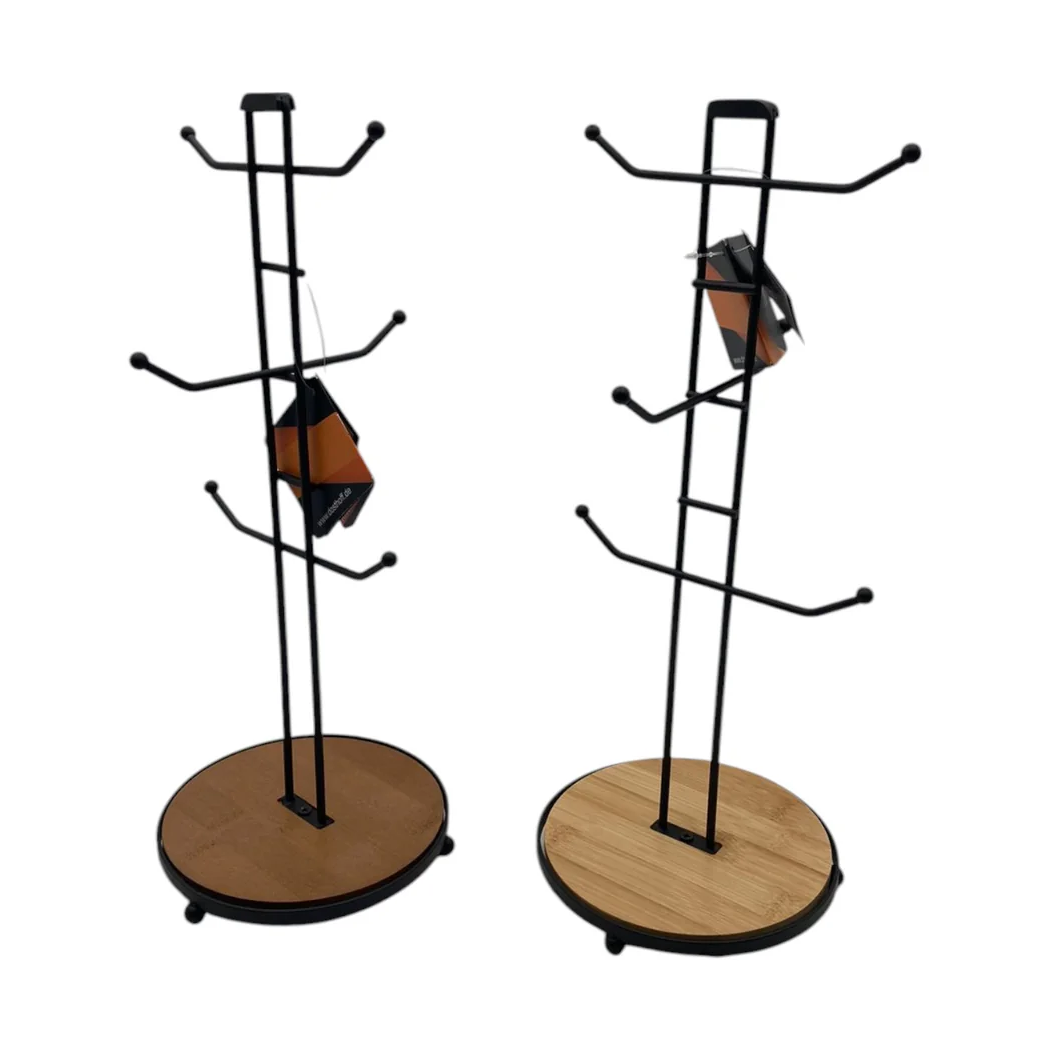 Dosthoff Iron Grid Mug Tree with Bamboo Base MB13