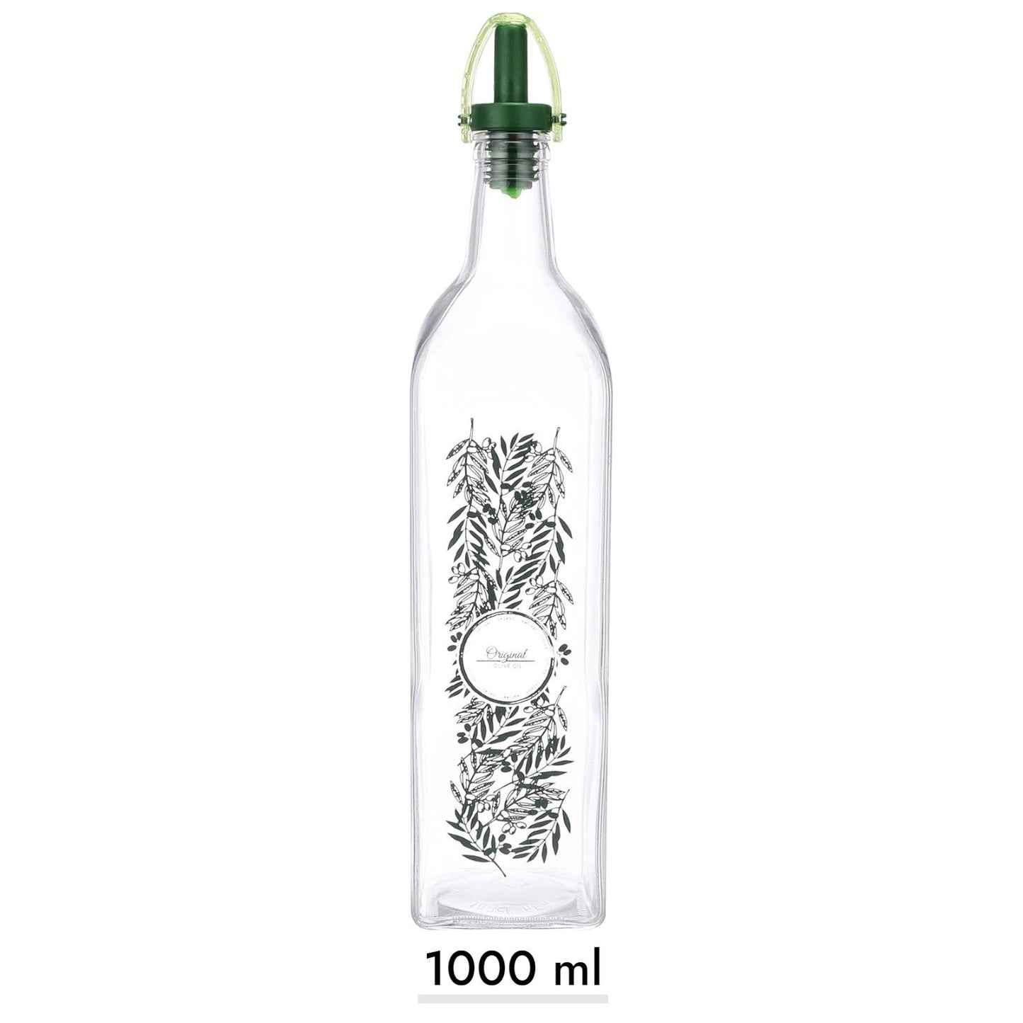 Decorated Square Glass Oil Bottle 1000 ml