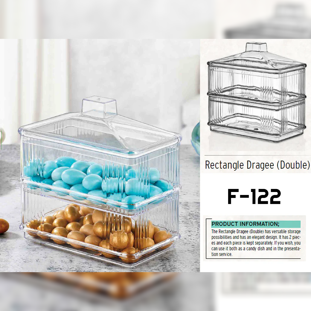Acrylic Rectangular 2 tiers Server with Cover - Lunaz Shop