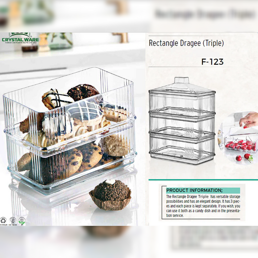 Acrylic Rectangular 3 tiers Server with Cover - Lunaz Shop