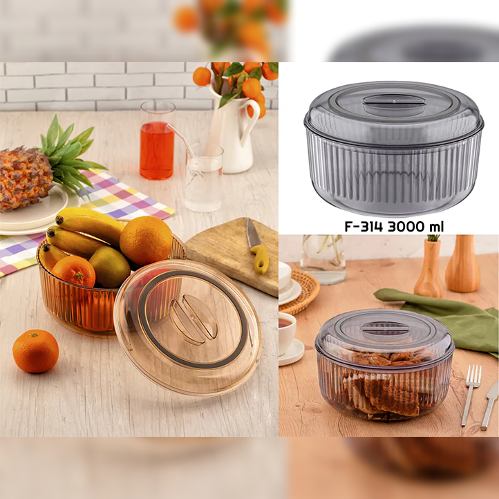 Acrylic Salad Bowl 23 cm with Airtight Cover 2 in 1 - Lunaz Shop